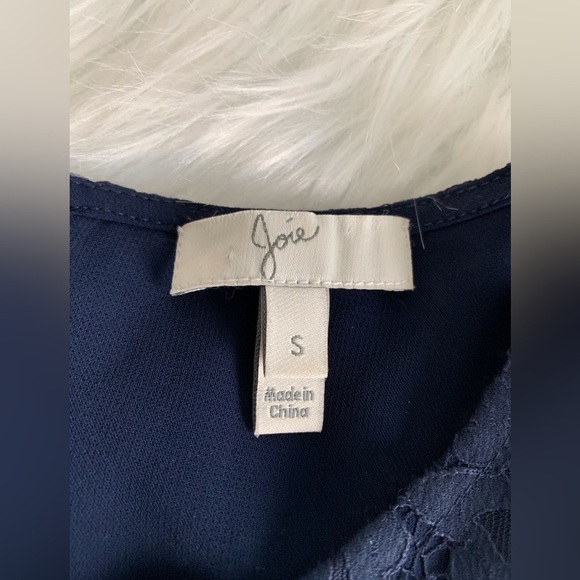Joie Navy Blouse with Lace over lay with Bell Sleeve SZ: US S - Picture 5 of 7